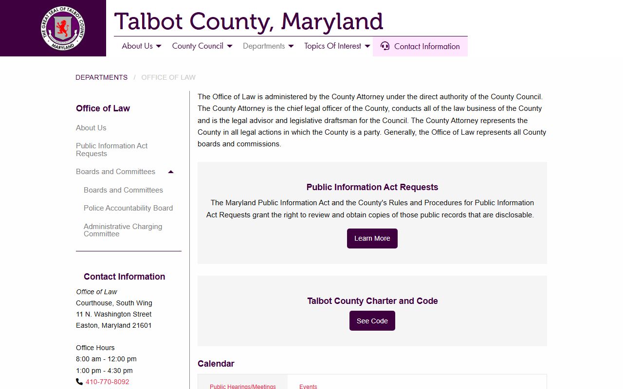 Talbot County warrant records Office of Law source